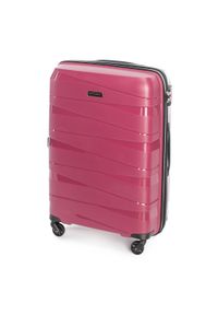 Wittchen - Średnia walizka z polipropylenu z geometrycznymi tłoczeniami. Kolor: różowy. Materiał: guma. Wzór: geometria. Styl: elegancki #9