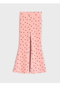 Sinsay - Prążkowane spodnie dzwony ze wzorkiem - różowy. Kolor: różowy. Materiał: prążkowany #1