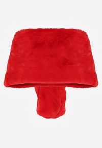 Born2be - Czerwone Futrzane Ponczo Narzutka Bralinne. Kolor: czerwony. Materiał: futro #3