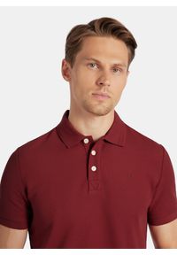 Pako Lorente - PAKO LORENTE - Bordowy t-shirt polo na trzy guziczki. Okazja: na co dzień. Typ kołnierza: polo. Kolor: czerwony, różowy, oliwkowy. Materiał: bawełna, poliester. Sezon: jesień. Styl: casual #2