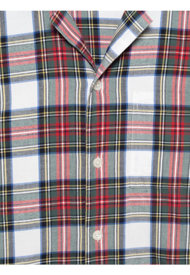 Big-Star - Piżama dwuczęściowa bawełniana w kratę biało-czerwona Senmunis 100. Okazja: do domu. Kolor: biały. Materiał: bawełna. Styl: klasyczny