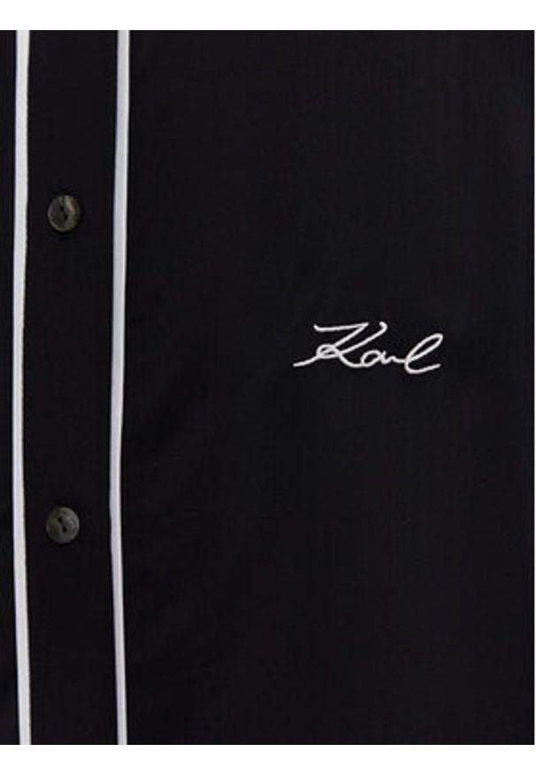 Karl Lagerfeld - KARL LAGERFELD Koszula A3W11012 Czarny Regular Fit. Typ kołnierza: dekolt w karo. Kolor: czarny. Materiał: wiskoza