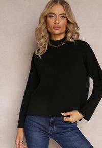 Renee - Czarny Golf o Luźnym Fasonie ze Ściągaczami i Długim Rękawem Velenia. Typ kołnierza: golf. Kolor: czarny. Długość rękawa: długi rękaw. Długość: długie #1