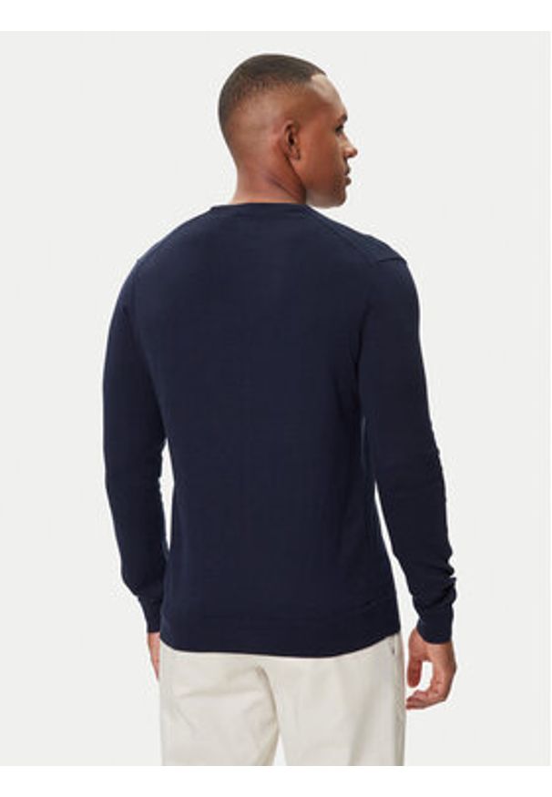 Polo Ralph Lauren Sweter Ls Sf Vn Pp 710670789004 Granatowy Slim Fit. Typ kołnierza: polo. Kolor: niebieski. Materiał: bawełna