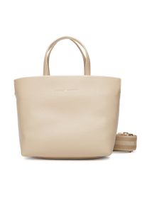 TOMMY HILFIGER - Tommy Hilfiger Torebka Th Logotape Mini Tote AW0AW17694 Beżowy. Kolor: beżowy. Materiał: skórzane