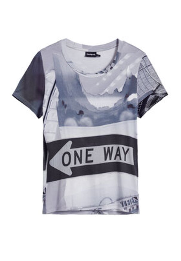 Desigual T-Shirt Potomac 25SWTKA0 Szary Slim Fit. Kolor: szary. Materiał: wiskoza