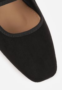 Born2be - Czarne Płaskie Balerinki na Rzep z Ozdobną Klamrą i Cyrkoniami Evaloren. Zapięcie: klamry. Kolor: czarny. Styl: elegancki #3