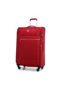Wittchen - Duża walizka miękka z błyszczącym suwakiem z przodu czerwona. Kolor: czerwony. Materiał: poliester. Styl: wakacyjny, elegancki #4
