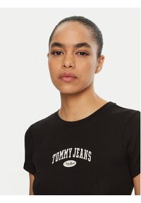 Tommy Jeans T-Shirt DW0DW19435 Czarny Slim Fit. Kolor: czarny. Materiał: bawełna