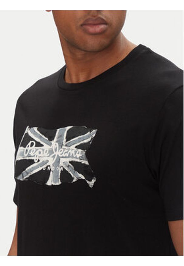 Pepe Jeans T-Shirt Flag PM509720 Czarny Regular Fit. Kolor: czarny. Materiał: bawełna