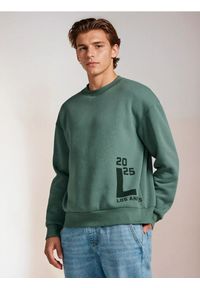 Sinsay - Bluza crewneck - zielony. Kolor: zielony