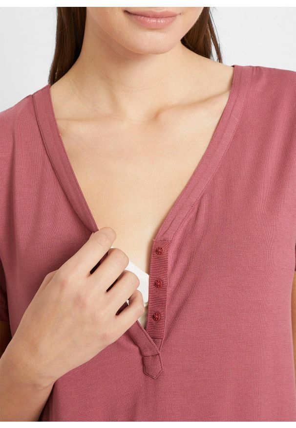 bonprix - Shirt ciążowy i do karmienia piersią, ze zrównoważonej wiskozy. Kolekcja: moda ciążowa. Kolor: fioletowy. Materiał: wiskoza