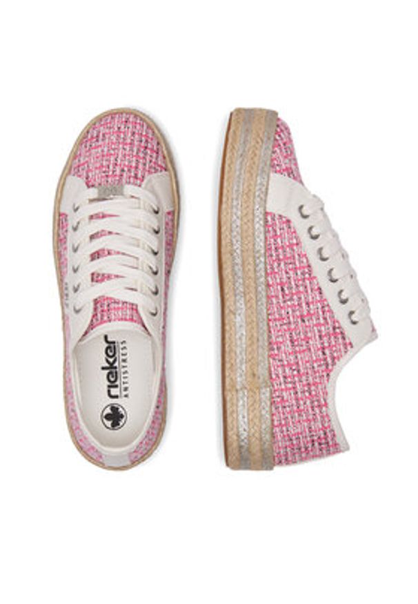 Rieker Sneakersy 94000-31 Różowy. Kolor: różowy. Materiał: materiał