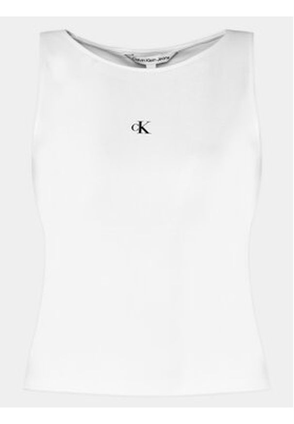 Calvin Klein Jeans Top Archival J20J223107 Biały Slim Fit. Kolor: biały. Materiał: syntetyk, wiskoza