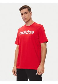 Adidas - adidas T-Shirt Essentials Single Jersey Linear Embroidered Logo T-Shirt IC9278 Czerwony Regular Fit. Kolor: czerwony. Materiał: bawełna #1
