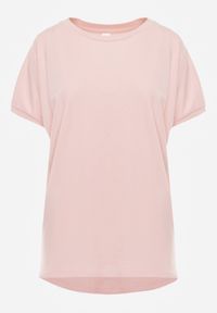 Renee - Różowy T-shirt Oversize o Przedłużonym Kroju Echinopa. Okazja: na co dzień, na imprezę. Kolor: różowy. Materiał: bawełna, jeans. Sezon: lato. Styl: casual #5