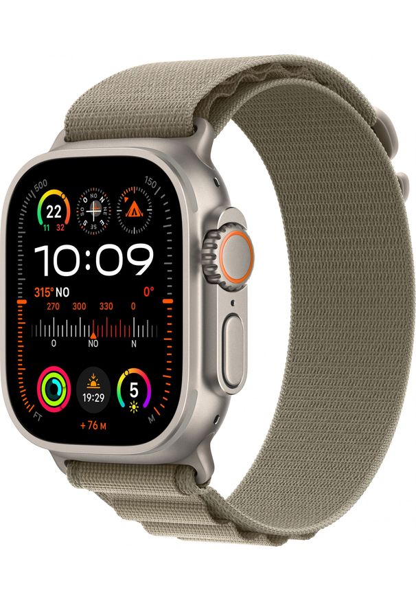 APPLE - Smartwatch Apple Watch Ultra 2 GPS + Cellular 49mm Titanium Case Alpine Loop Large Zielony (MRF03FD/A). Rodzaj zegarka: smartwatch. Kolor: zielony