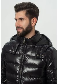 Valentino Garavani - VALENTINO GARAVANI Czarna kurtka puchowa męska z kapturem, Rozmiar 48. Typ kołnierza: kaptur. Kolor: czarny. Materiał: puch. Wzór: aplikacja #4