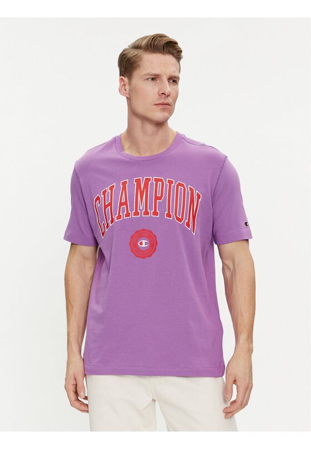 Champion T-Shirt 219852 Fioletowy Comfort Fit. Kolor: fioletowy. Materiał: bawełna
