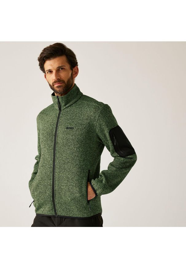 Regatta - Polar męski rozsuwany Newhill. Kolor: zielony. Materiał: polar. Wzór: melanż. Sport: turystyka piesza