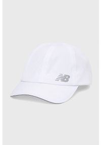 New Balance czapka z daszkiem kolor biały z nadrukiem. Kolor: biały. Materiał: materiał. Wzór: nadruk