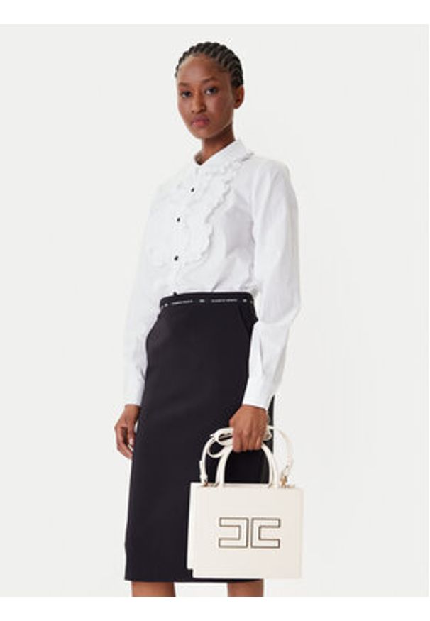 Elisabetta Franchi Torebka BS-33A-56E2-V380 Biały. Kolor: biały. Materiał: skórzane
