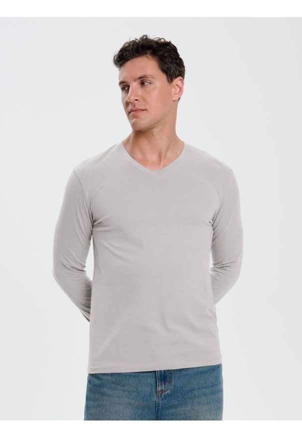 Sinsay - Bawełniana koszulka basic - beżowy. Kolor: beżowy. Materiał: bawełna