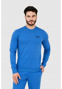 EA7 Emporio Armani - EA7 Niebieska bluza męska z czarnym logo, Rozmiar XXL. Kolor: niebieski