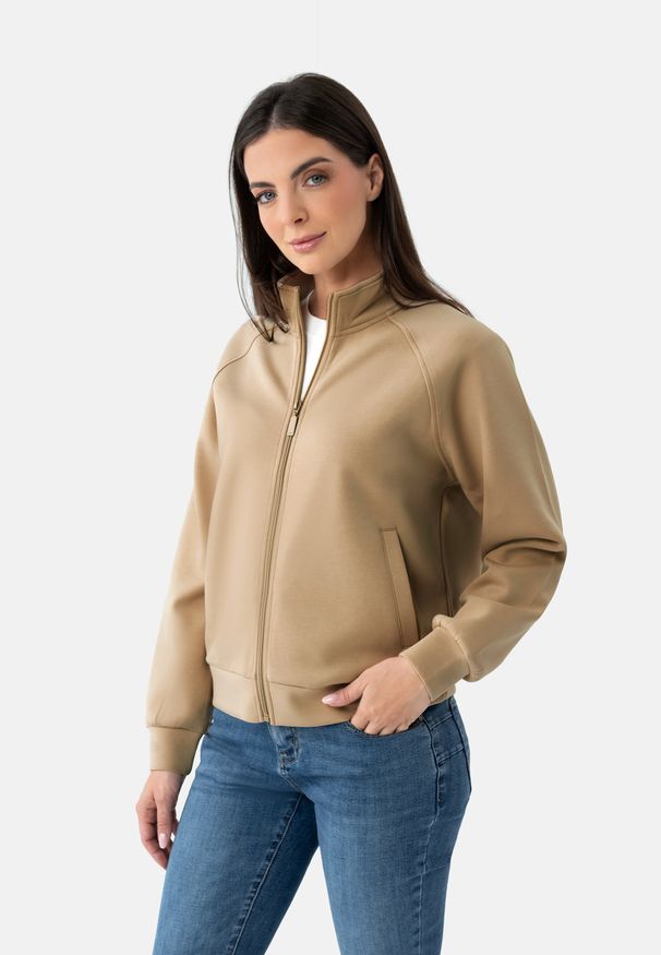 Volcano - Bluza damska ze stójką B-ELIA. Okazja: na co dzień. Typ kołnierza: kołnierzyk stójkowy. Materiał: poliester, bawełna, elastan, materiał. Długość rękawa: raglanowy rękaw. Styl: casual, sportowy