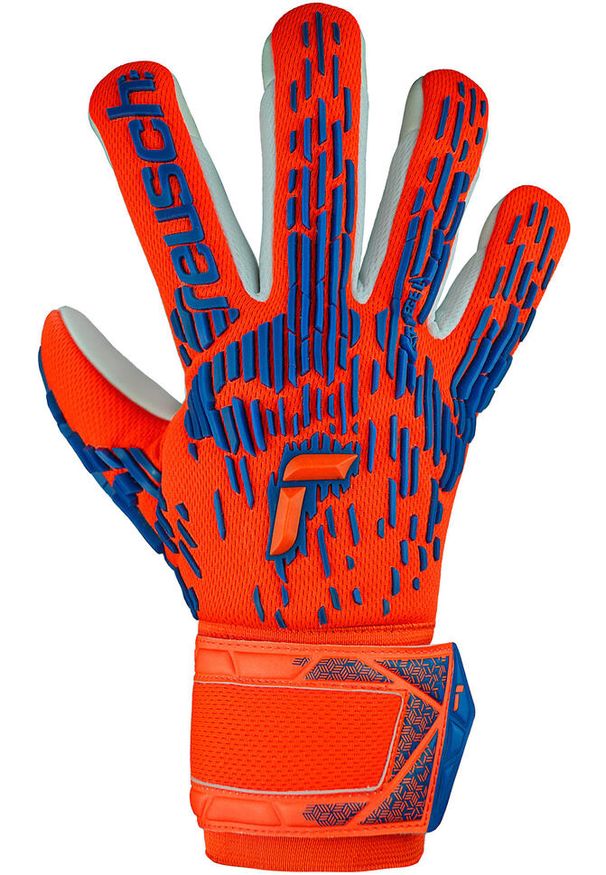 Dziecięce rękawice bramkarskie Reusch Attrakt Freegel Silver. Kolor: pomarańczowy, wielokolorowy, niebieski. Sport: piłka nożna