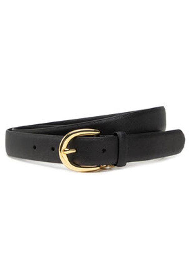 Lauren Ralph Lauren Pasek Damski Charm Classc 412802952004 Czarny. Kolor: czarny. Materiał: skóra