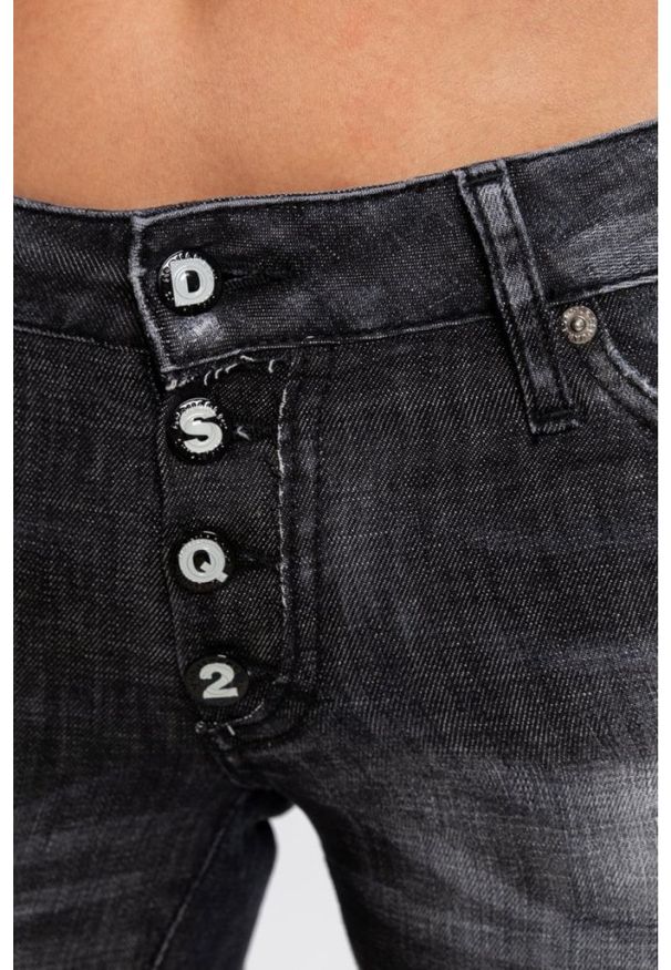 DSQUARED2 Medium waist skinny jeans czarne jeansy damskie, Rozmiar 36. Kolor: czarny. Wzór: aplikacja