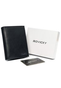 ROVICKY - Portfel męski czarny Rovicky N4-PZ-CCR-RFID-BLACK. Kolor: czarny. Materiał: skóra