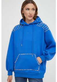 Answear Lab bluza damska kolor niebieski z kapturem z aplikacją. Typ kołnierza: kaptur. Kolor: niebieski. Wzór: aplikacja. Styl: wakacyjny #3