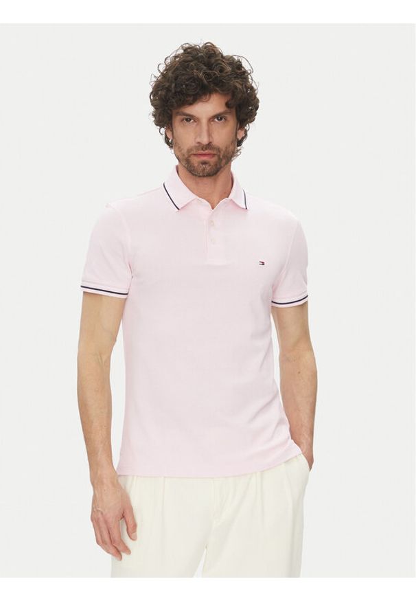 TOMMY HILFIGER - Tommy Hilfiger Polo MW0MW39993 Różowy Slim Fit. Typ kołnierza: polo. Kolor: różowy. Materiał: bawełna