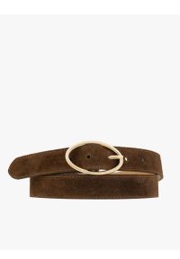 Ryłko - Jasnobrązowy pasek ze skóry welurowej. Kolor: brązowy. Materiał: welur, skóra #1