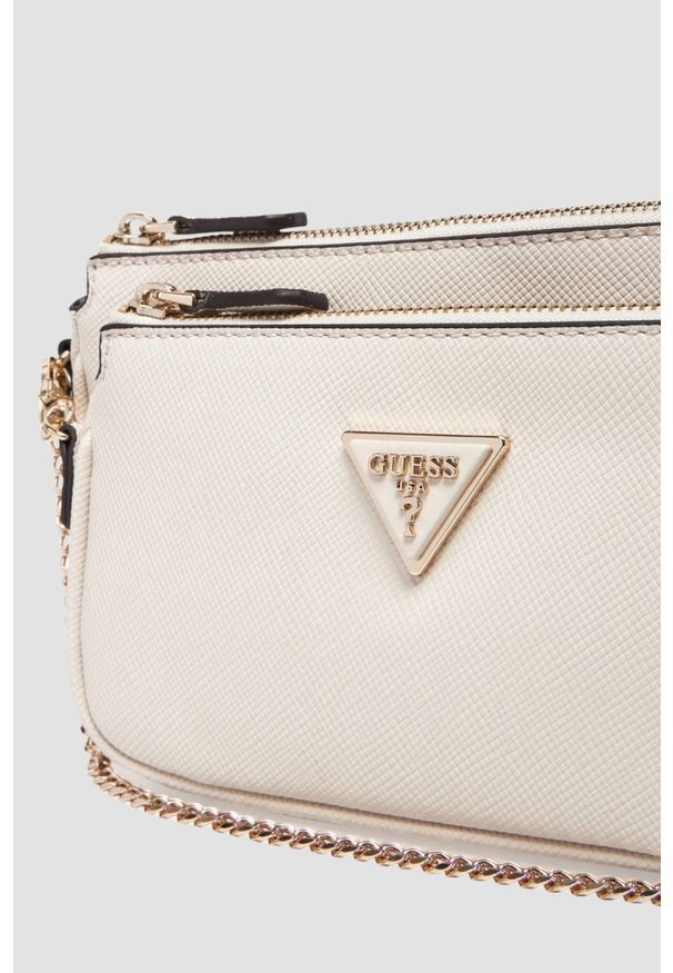 Guess - GUESS Beżowa damska torebka 2 w 1 Noelle. Kolor: beżowy. Materiał: skórzane