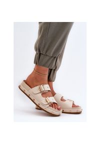 Big-Star - Klapki Damskie Na Platformie Big Star NN274083 Beżowe beżowy. Kolor: beżowy. Materiał: skóra. Wzór: paski. Sezon: lato. Obcas: na platformie #10