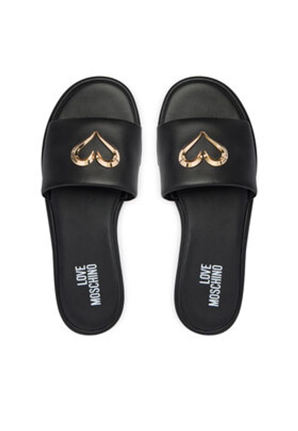 Love Moschino - LOVE MOSCHINO Klapki JA28252G0OIA0000 Czarny. Kolor: czarny. Materiał: skóra
