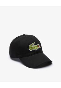 Lacoste - LACOSTE - Czarna czapka z dużym logo. Kolor: czarny. Materiał: bawełna. Wzór: haft, aplikacja. Styl: sportowy #2