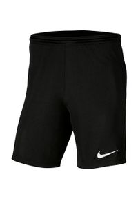 Spodenki piłkarskie chłopięce Nike Dry Park III Dri-Fit szybkoschnące na gumce. Kolor: czarny. Technologia: Dri-Fit (Nike). Sport: piłka nożna