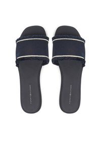 TOMMY HILFIGER - Tommy Hilfiger Klapki Fringe Canvas Flat Sandal FW0FW08908 Granatowy. Kolor: niebieski. Materiał: materiał #3