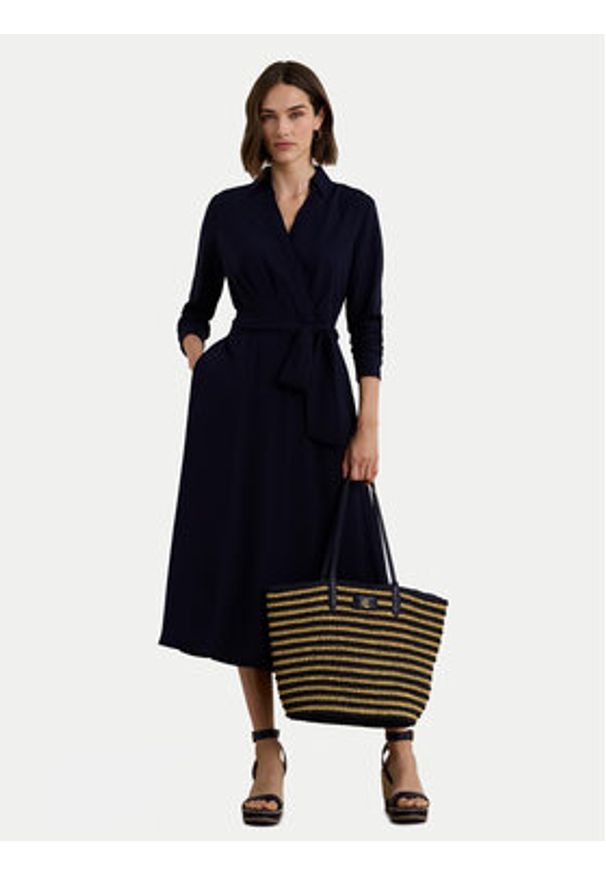 Lauren Ralph Lauren - LAUREN RALPH LAUREN Torebka Brie Striped Straw Large Tote Bag 431959019002 Granatowy. Kolor: niebieski