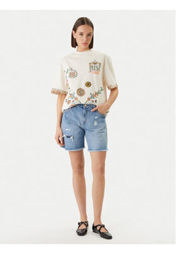 Just Cavalli Szorty jeansowe 80PAD5S5 CDWCD Granatowy Loose Fit. Kolor: niebieski. Materiał: bawełna