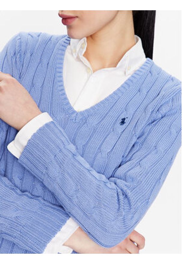 Polo Ralph Lauren Sweter 211891641003 Niebieski Slim Fit. Typ kołnierza: polo. Kolor: niebieski. Materiał: bawełna