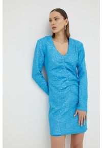 GESTUZ - Gestuz sukienka MaisieGZ kolor niebieski mini dopasowana. Kolor: niebieski. Długość rękawa: długi rękaw. Typ sukienki: dopasowane. Długość: mini #4
