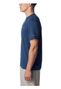 columbia - Koszulka sportowa męska Columbia Tech Trail Crew Neck II z krótkim rękawem. Kolor: niebieski. Materiał: poliester, elastan. Długość rękawa: krótki rękaw. Długość: krótkie