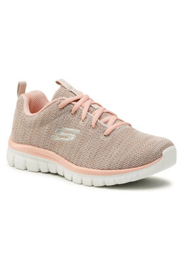 skechers - Skechers Sneakersy Twisted Fortune 12614/NTCL Beżowy. Kolor: beżowy. Materiał: materiał