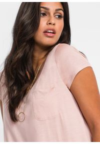 bonprix - T-shirt z miękkiej wiskozy. Typ kołnierza: dekolt w serek. Kolor: różowy. Materiał: wiskoza #2