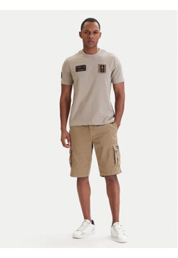 Aeronautica Militare T-Shirt 261TS2544UJ00592 Beżowy Regular Fit. Kolor: beżowy. Materiał: bawełna
